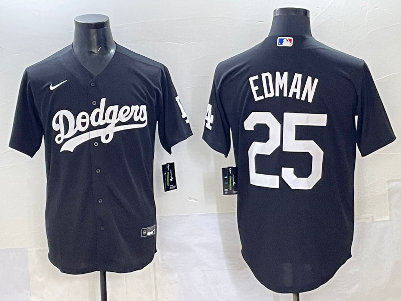 Men Los Angeles Dodgers #25 Edman black Nike MLB jersey style 9